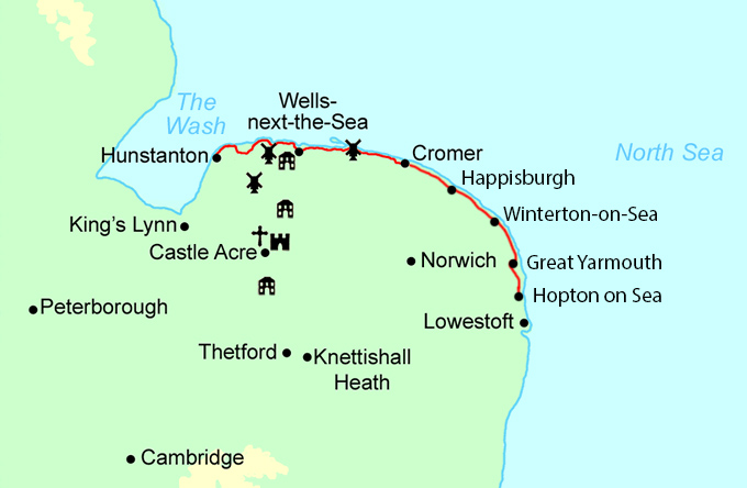 Norfolk Coast Path Trail Running  map